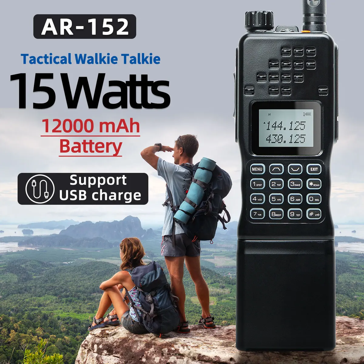 

Baofeng AR-152 VHF/UHF Black Ham Radio 15W высокомощная рация USB зарядное устройство MBITR армейская тактическая рация