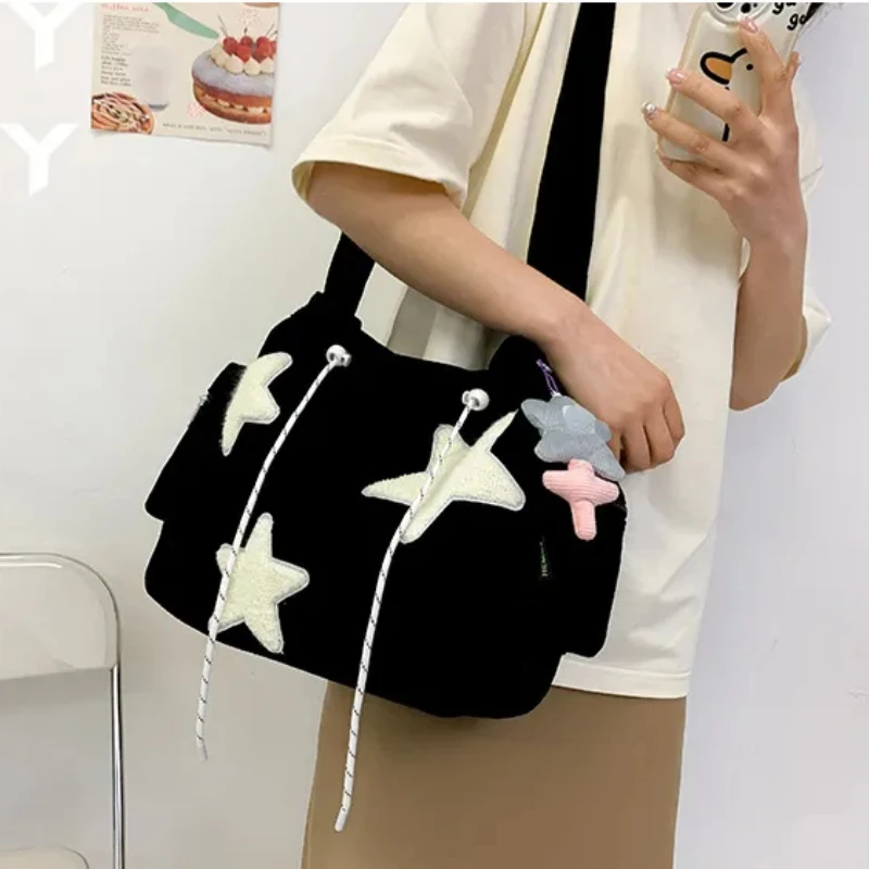 

Милые сумки на плечо для девочек с принтом звезд, Женская японская Повседневная модная сумка через плечо, уличная одежда Y2k, сумки-тоуты для студентов колледжа