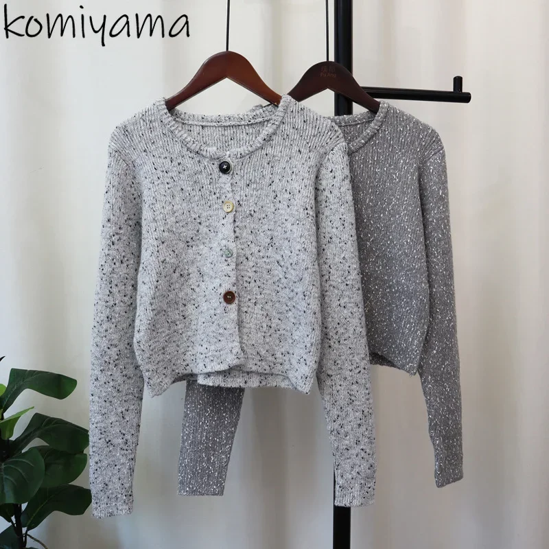 Однобортный Кардиган с круглым вырезом верхняя одежда женская 2024 нежные женские