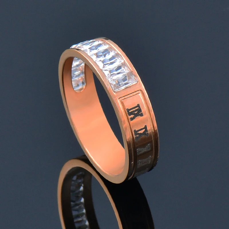 

LEEKER Classic Stainless Steel rings for women Cubic Zirconia Female Jewelry Rose Gold Color wedding accessories 693 LK2