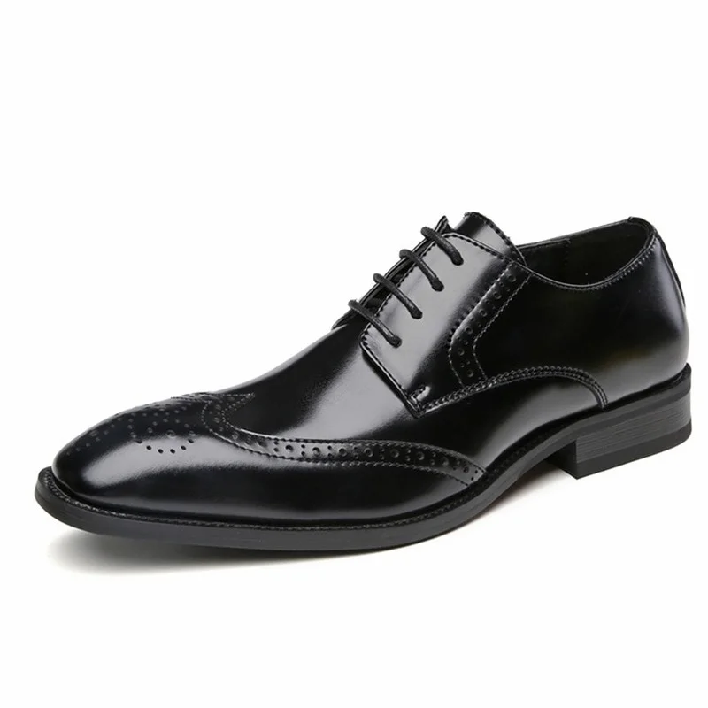 Fashion Cartoon Brogue Men Shoes Luxury Leather Shoes Men Genuine Leather Business Formal Wear Shoes Non-Slip Men Dress Shoes