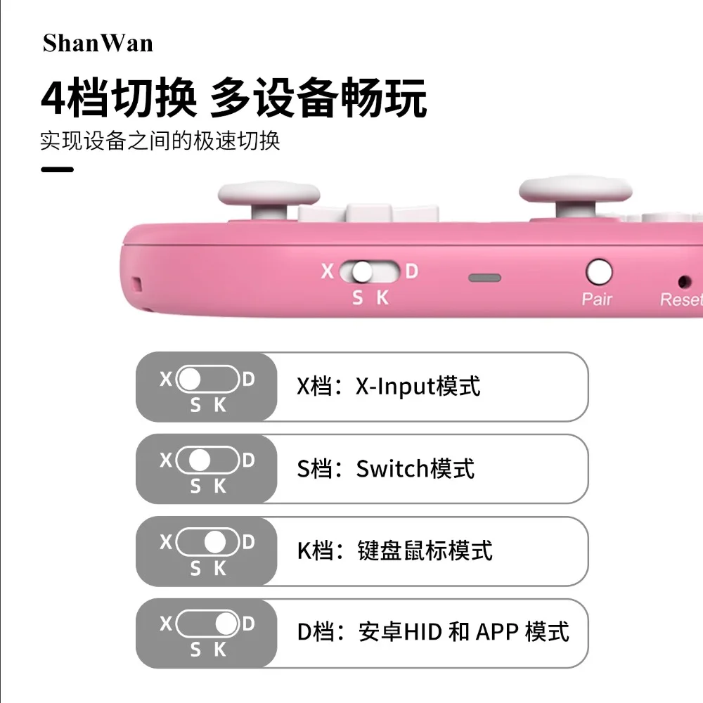 Фото Оригинальный игровой контроллер ShanWan Q37 Pro Mini, 4 режима, Bluetooth, джойстик Hall, беспроводной геймпад для Steam Deck, ПК, планшетов, Android №5
