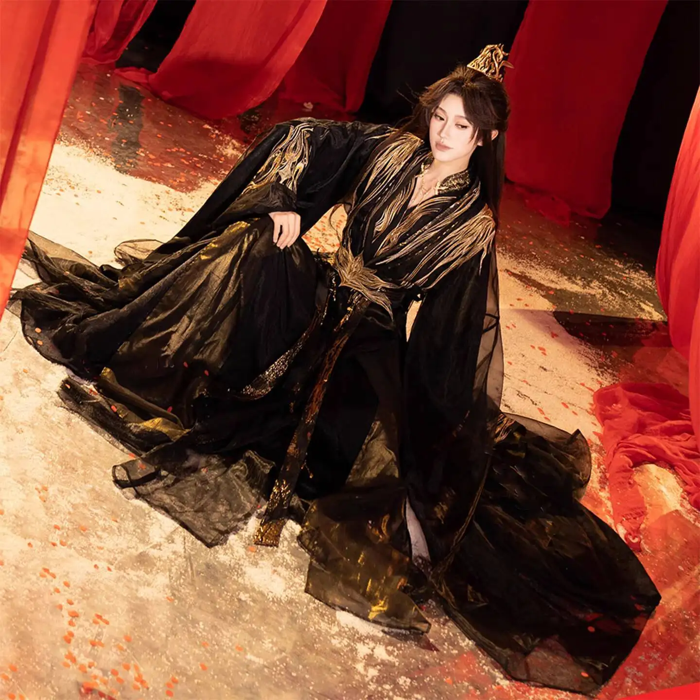 Новый Hanfu для женщин Fiesta карнавал Хэллоуин Cos косплей не со шлейфом небольшой воротник-стойка тяжелая промышленность вышивка Xianxia древний (art.: 3920d237fdfbc) - 3920d237fdfbc
