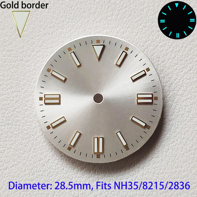 Oyster Watch Perpetual Dial Sterile 28.5mm For NH35 Miyota8215 ETA2836 Movement Custom Logo Men Watch Dials Blue Luminous Cases