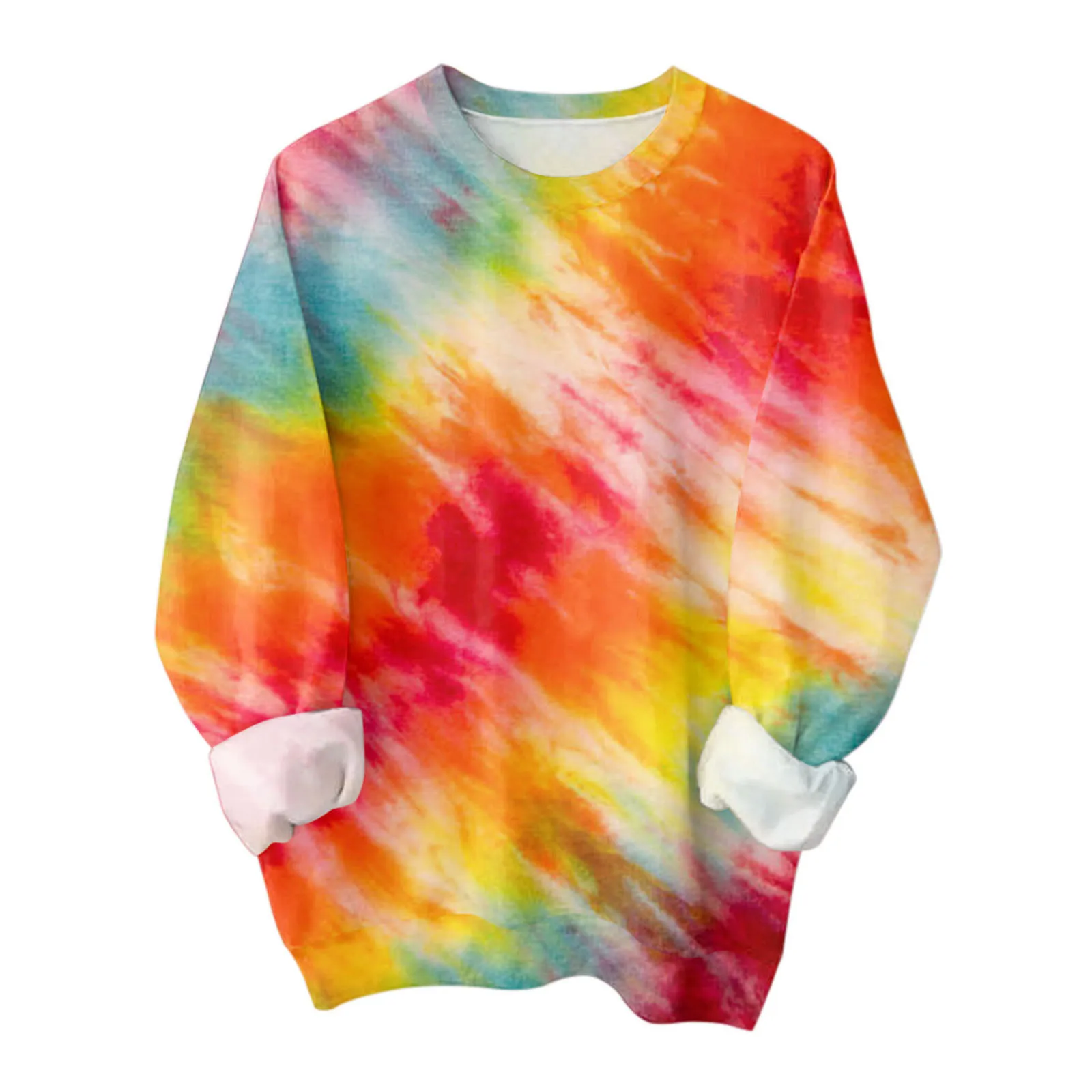 

2023 Fashion Sweatshirts Women Tie Dye Printed Long Sleeve Sweatshirt Crew Neck Blouse Casual Harajuku Hip Hop Female Pullovers
