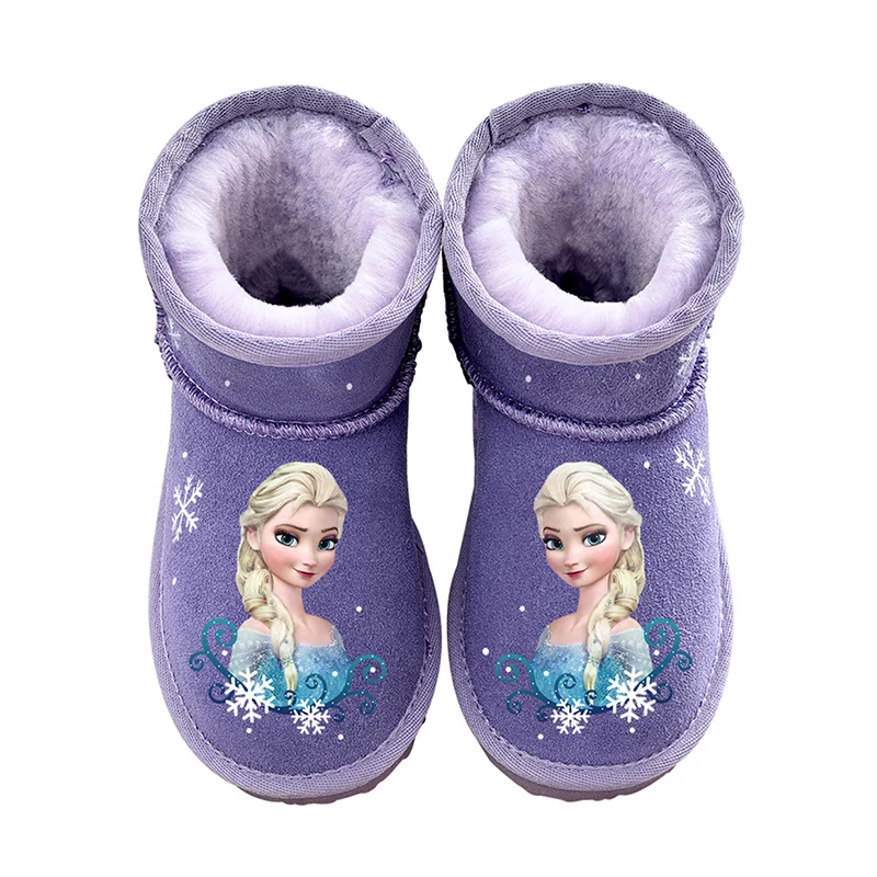 New Disney Princess cute Purple girls frozen winter Boots Water Shoes Non-slip shoes size 26-37