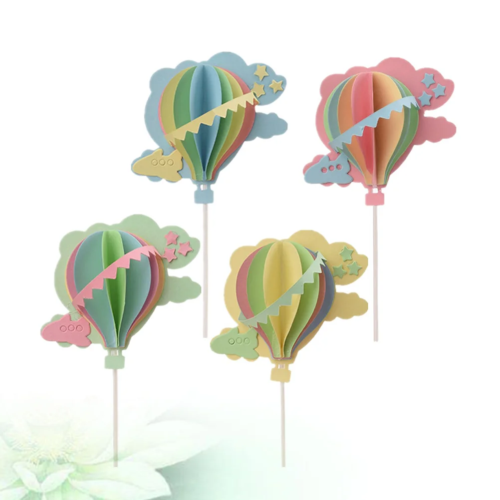 

4 Pcs Crown Cupcake Toppers Baby Decor Shower Balloon Decoration Hot Air Party Pick