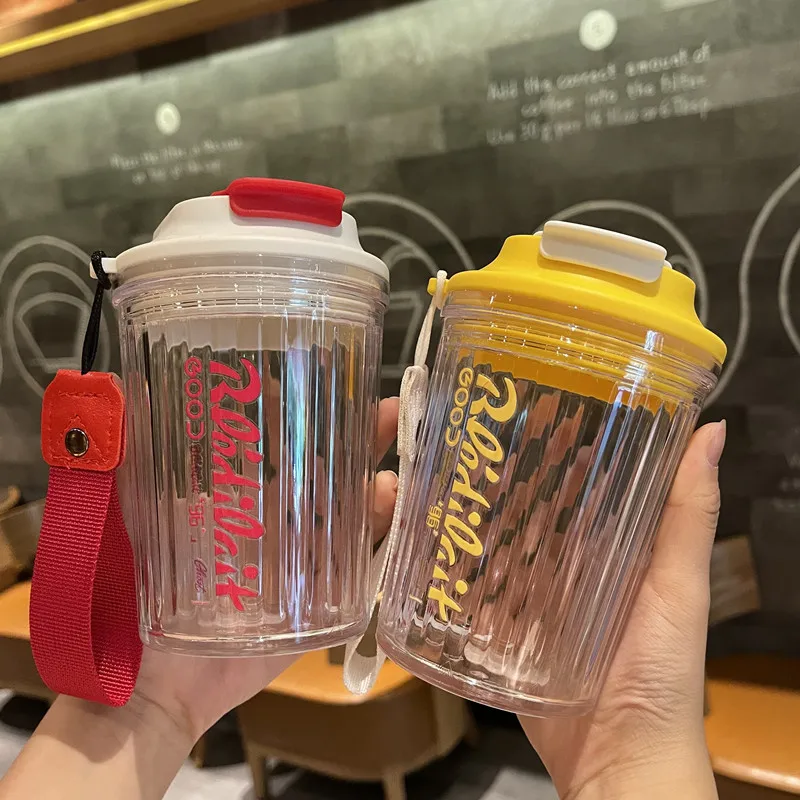 

450ML Plastic Coffee Cup to Go Summer Cold Water Mug Tumbler Cup with Lid Outdoor Portable Cup for Travel Outdoors Cars Cup
