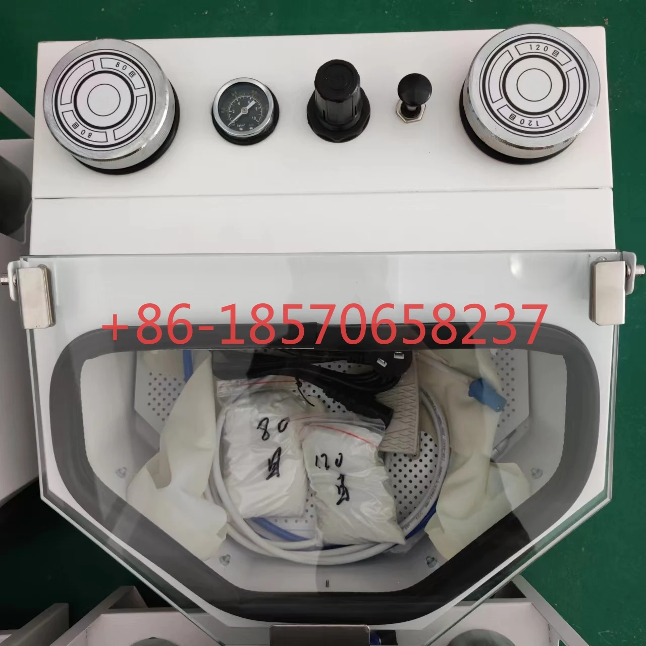 

Portable sand blasting machine/double pen sand blaster with 2 metal tanks for lab with ce approval