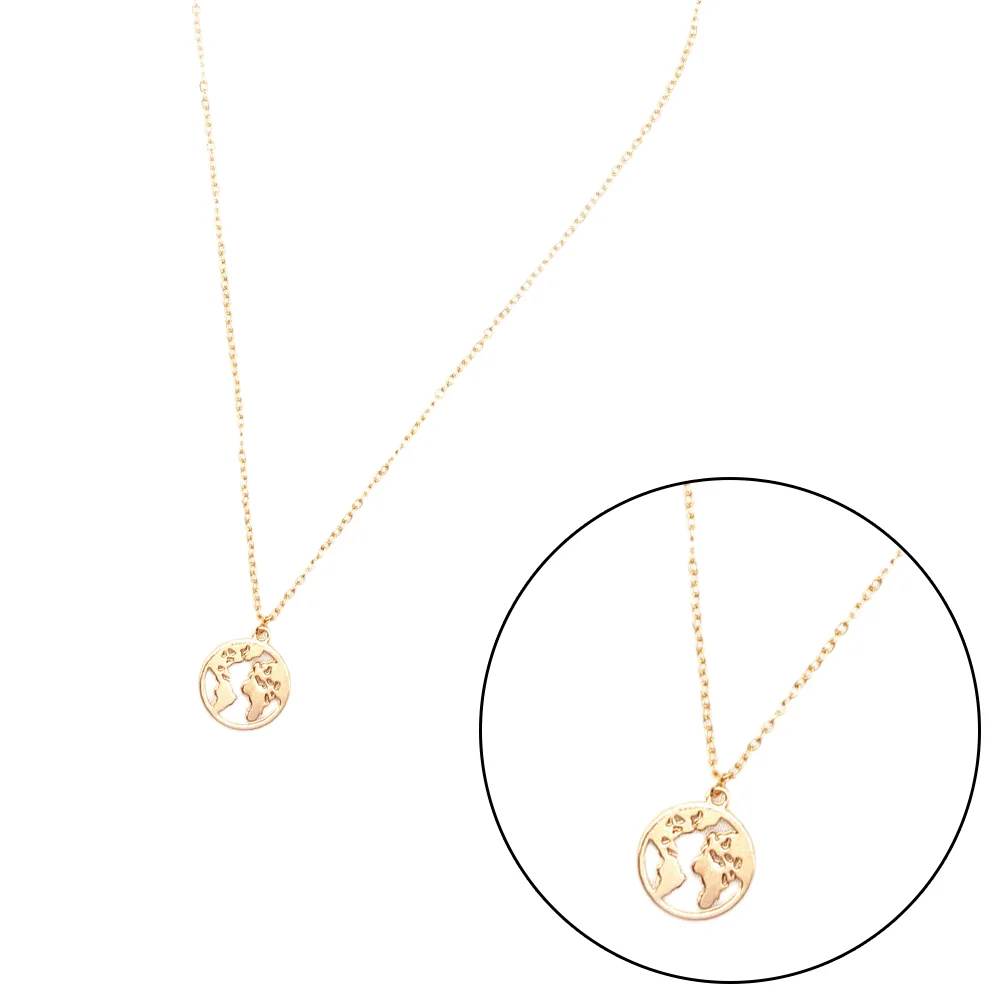 

Geometric Necklace World Map Shaped Neck Chain Elegant Neck Pendant Jewelry Decoration Golden