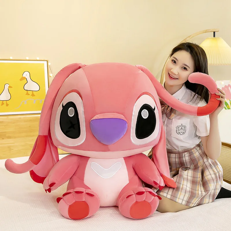 Big Size Disney Anime Movie  Dolls Lilo & Stitch Stuffed Giant Cartoon Stitch Kawaii Soft Blue Pink Children Kids Birthday Gifts