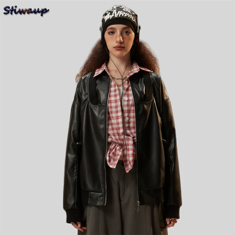 

Мужская и женская кожаная куртка, черная Водонепроницаемая уличная куртка из искусственной кожи, большие размеры, 2023