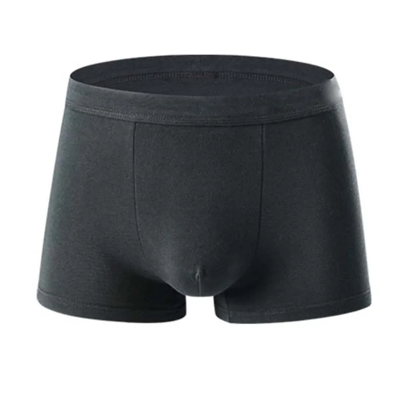 Men's Solid Color Cotton Underpants Dad Mid Waist Breathable Loose Classic Trend Explosive Boxers