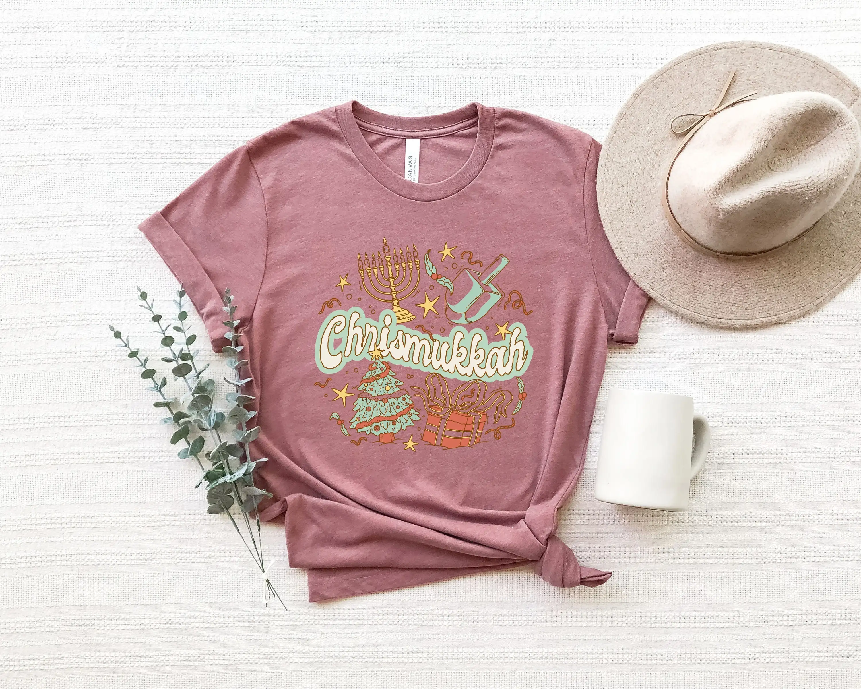 Happy Chrismukkah T Shirt Hanukkah Christmas Jewish Religious Tree Religion Fan