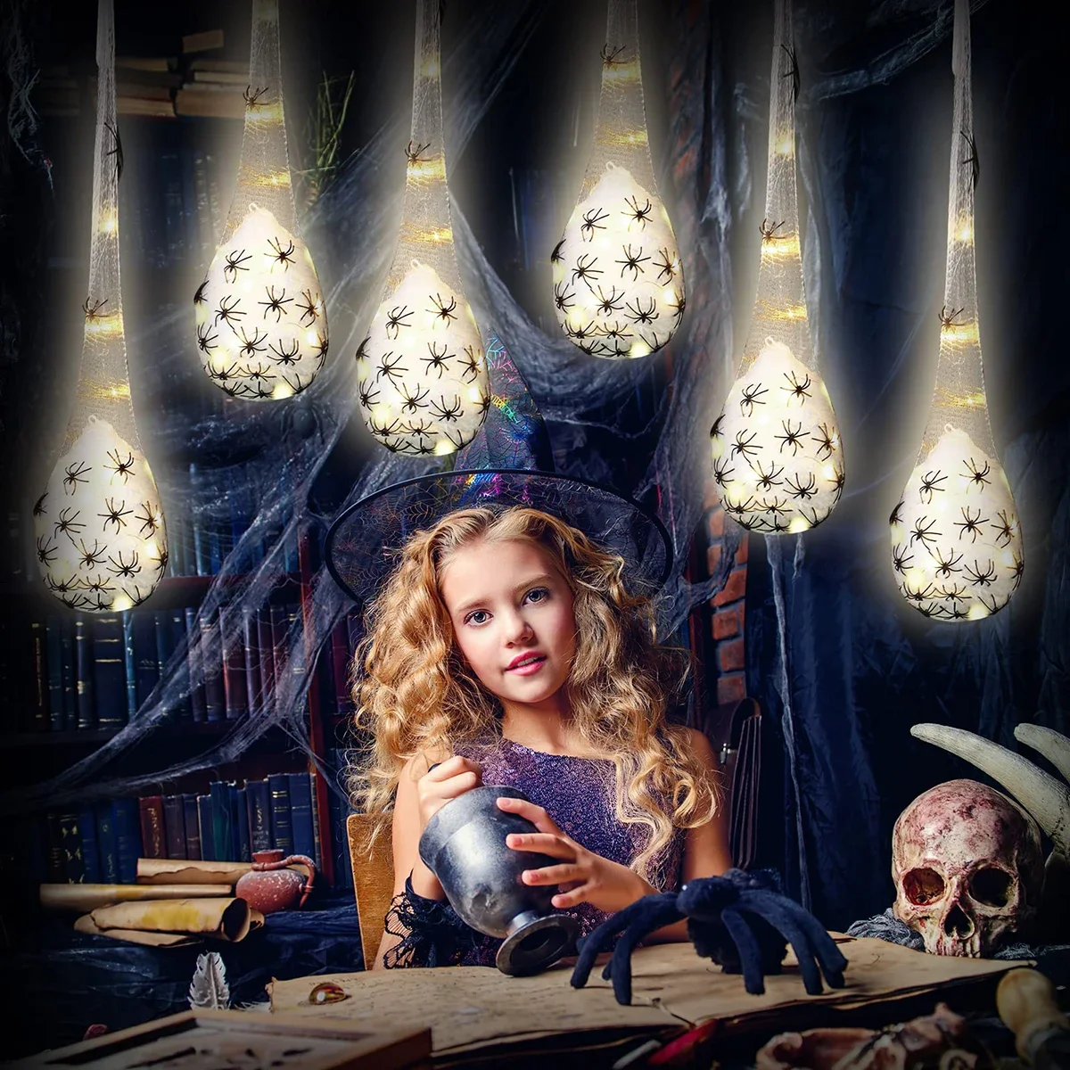 Светящееся яйцо в виде паутины украшение на Хэллоуин светящиеся мешки