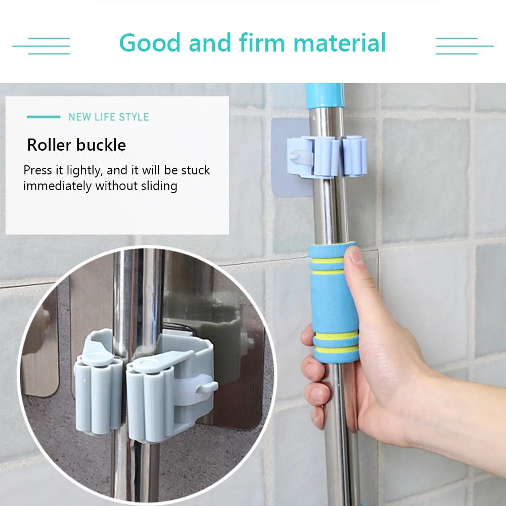 

1Pc Mop Broom Holder No-slip Gripper Self for Hanger Mop Hook Racks Kitchen Bathroom Adhesive Wall Mounted Hanger Organizer