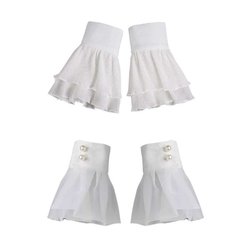 

Shirt Sweater Layered Fake Sleeve Flared Wrist Cuffs Pearl/Elastic Decorative Sleeves Woman Wrist Clothing Accessory