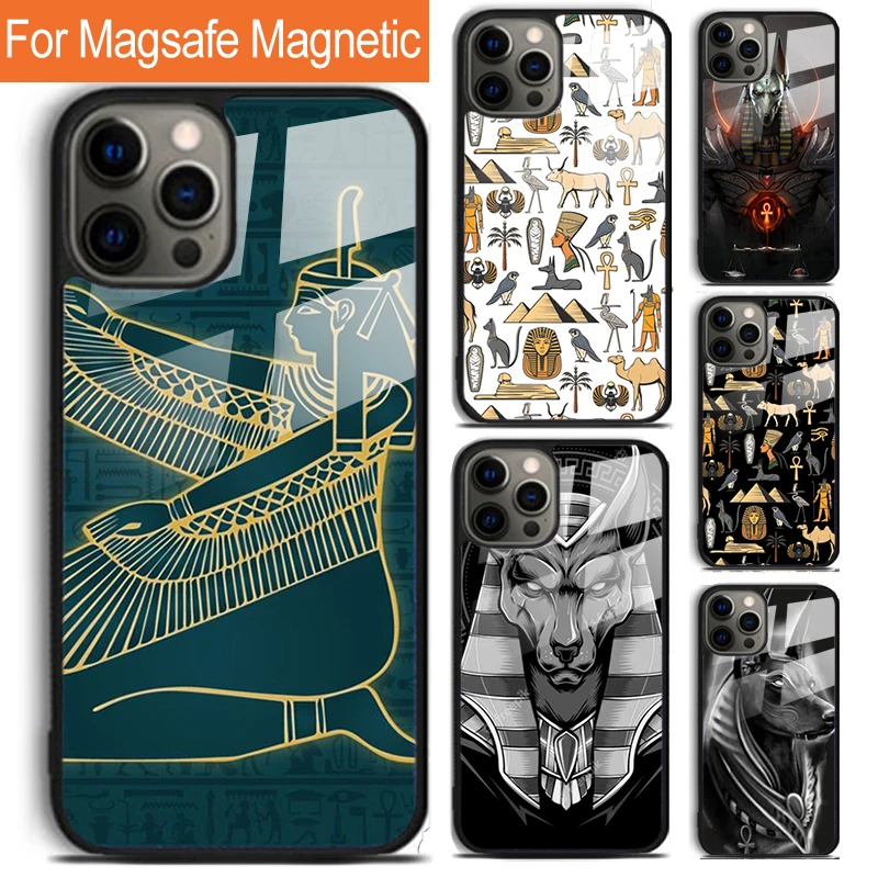 Чехол для телефона Египет Nefertiti Anubis iPhone 16 15 14 13 12 11 Pro Max Plus Magsafe Магнитный чехол с