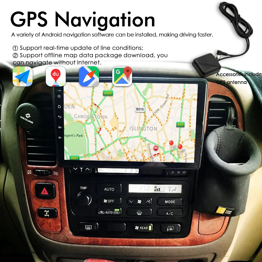 Android 13 сенсорный экран для LEXUS LX470 1998-2002 TOYOTA Land Cruiser LC100 CarPlay GPS стерео Автомагнитола