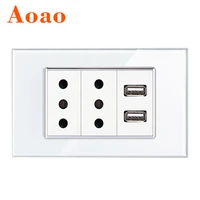 chile italy specification 2usb wall socket 2 1a fast charging tempered glass panel home power supply 16a electric plug 2 socket