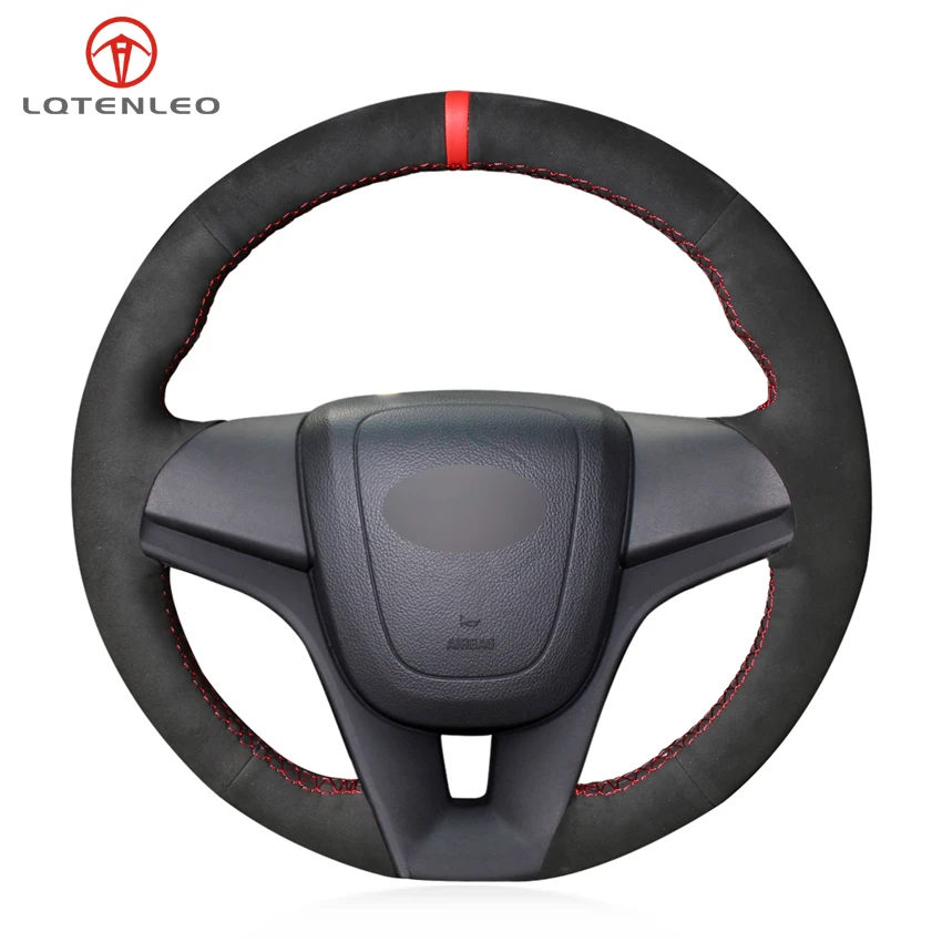 

LQTENLEO Black Suede DIY Car Steering Wheel Cover For Chevrolet Cruze 2009-2014 Aveo 2011-2014 Orlando 2010-2015