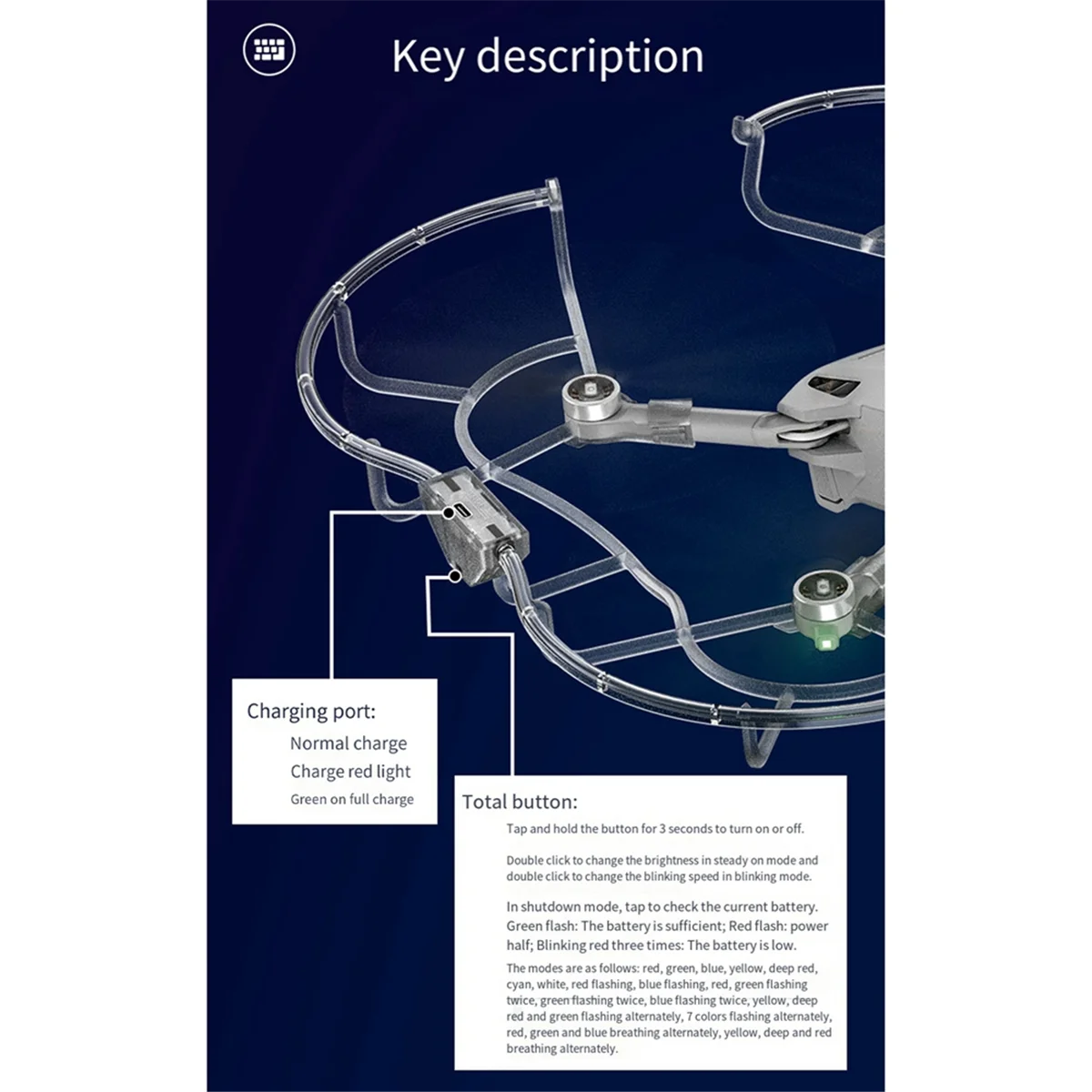 Для DJI Drone Mini3/3Pro с подсветкой защита лопастей Многофункциональный удобный