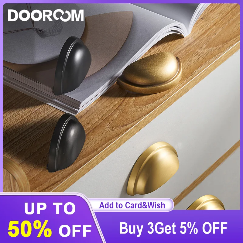 

DOOROOM Brass Furniture Handles Half Round Brushed Nickel Bronze Cup Handle Cupboard Wardrobe Dresser Shoe Box Drawer Bin Pulls