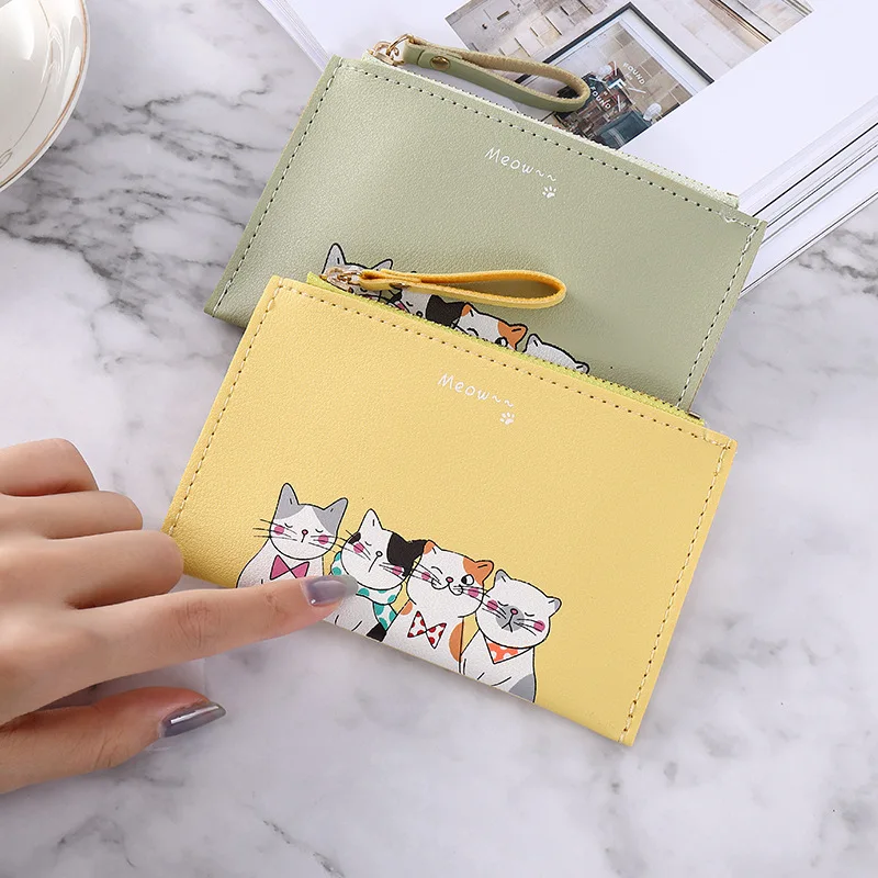 Short Wallet Women Student  Print Mini Card Coin Purse Simple Cute Zipper Thin Wallets for Girls
