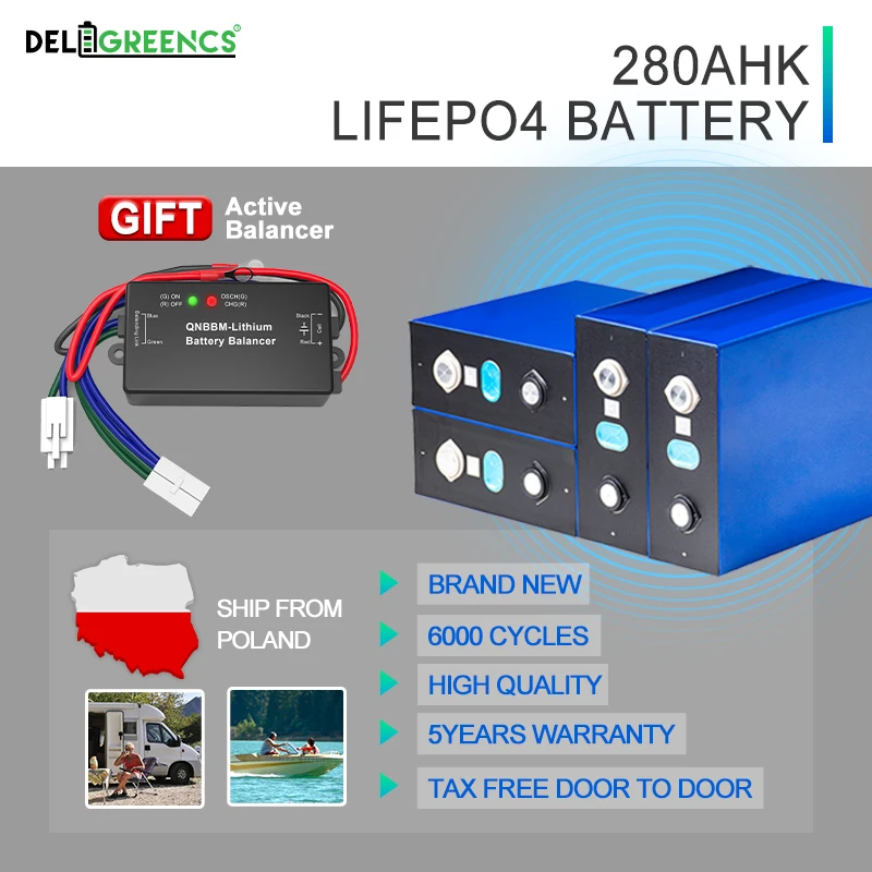 

Poland New 6000 Cycles 280K Lifepo4 Rechargable Battery With Active Blancer 24h Balance Prismatic Cells For Solar Storage