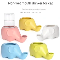 ceramic drinking fountain for cats cartoon elephant large capacity 500ml automatic drinking fountain for cats dogs and pets