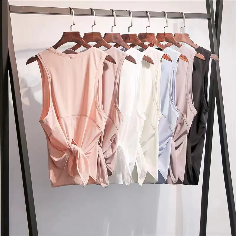Lulu wear Open Back Sleeveless T Shirts Women Solid Mesh Loose Sports Yoga Top Fitness Breathable Quick Drying Workout Gym Vest