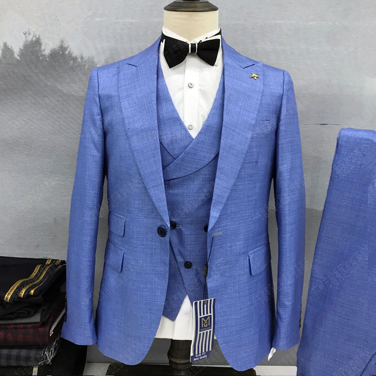 

Комплект из трех предметов, Блейзер, куртка, брюки, жилет, модная новинка 2023, мужское повседневное облегающее Деловое платье для ведущих свадебных церемоний, пальто