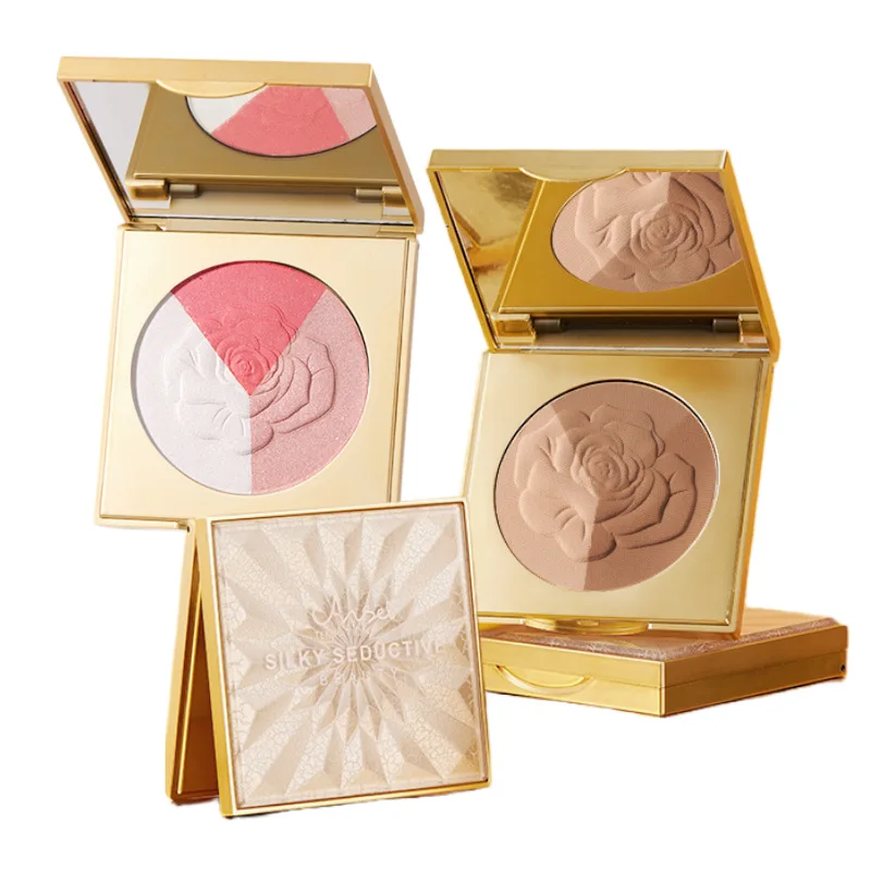 

Blush Highlighter Palette 3 in 1 Contour Palette Cruelty-Free shimmer blusher Powder Illuminator Highlighters private label