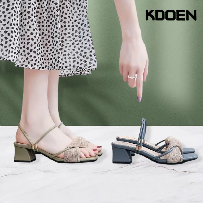 KDOEN Slippers Summer Slides Open Toe Flat Casual Shoes Leisure Sandal Female Beach Flip Flops Shoes For Women Size 36-40