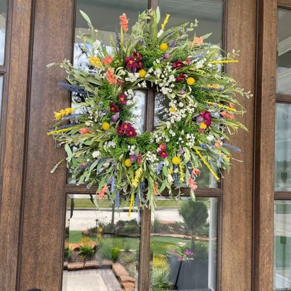

Искусственный венок Техасского дикого цветка, имитация входной двери, гирлянда на день матери, подарок на свадьбу, свадебный венок, декор для настенного окна