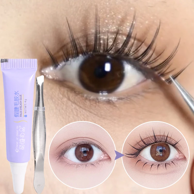

Strong False Eyelashes Glue with Tweezers Clear Waterproof Eyelash Glue False Eyelashes Makeup Extension Adhesive Cosmetics Tool