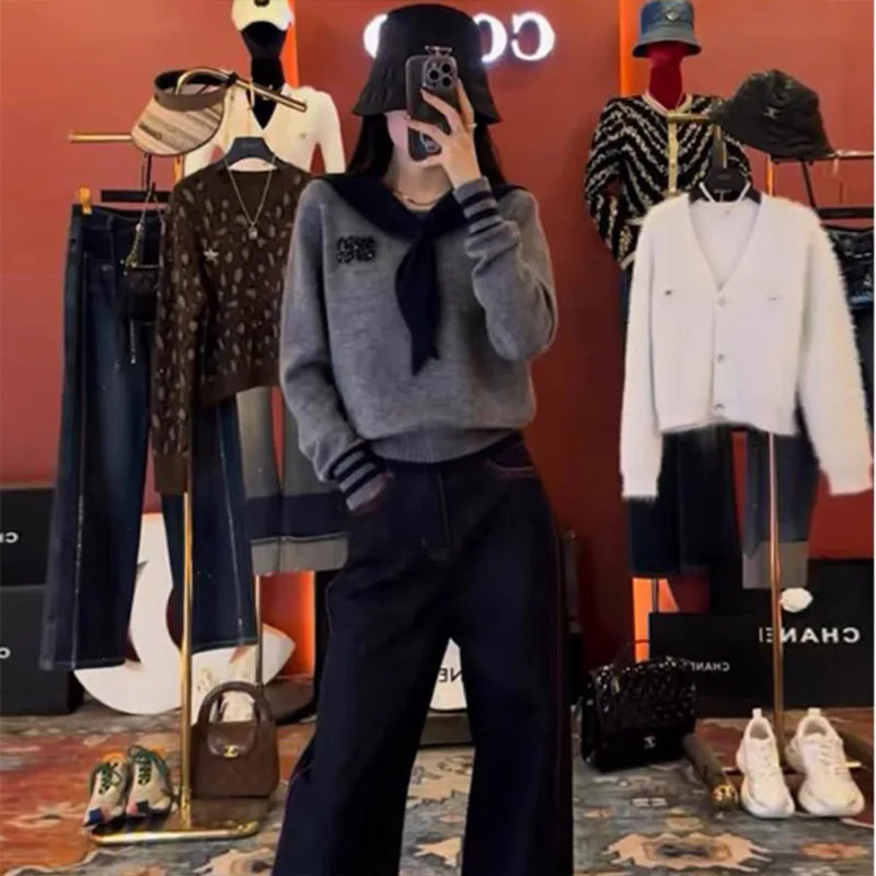 Осень-зима новые винтажные повседневные теплые вязаные пуловеры модные