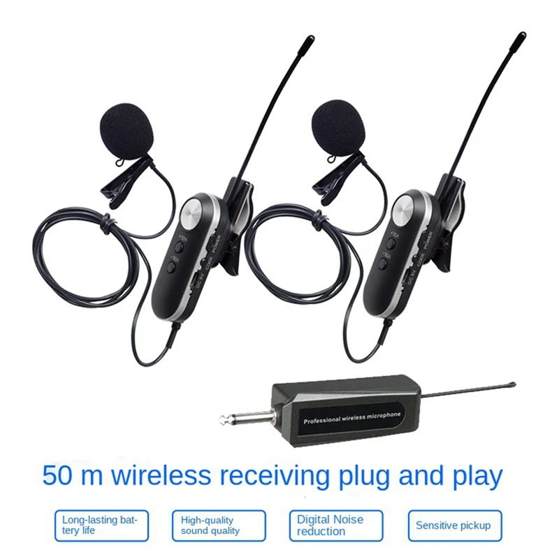 

Беспроводной петличный микрофон, система с двумя беспроводными лацканами для Iphone, DSLR камер, Youtube, подкастов, интервью