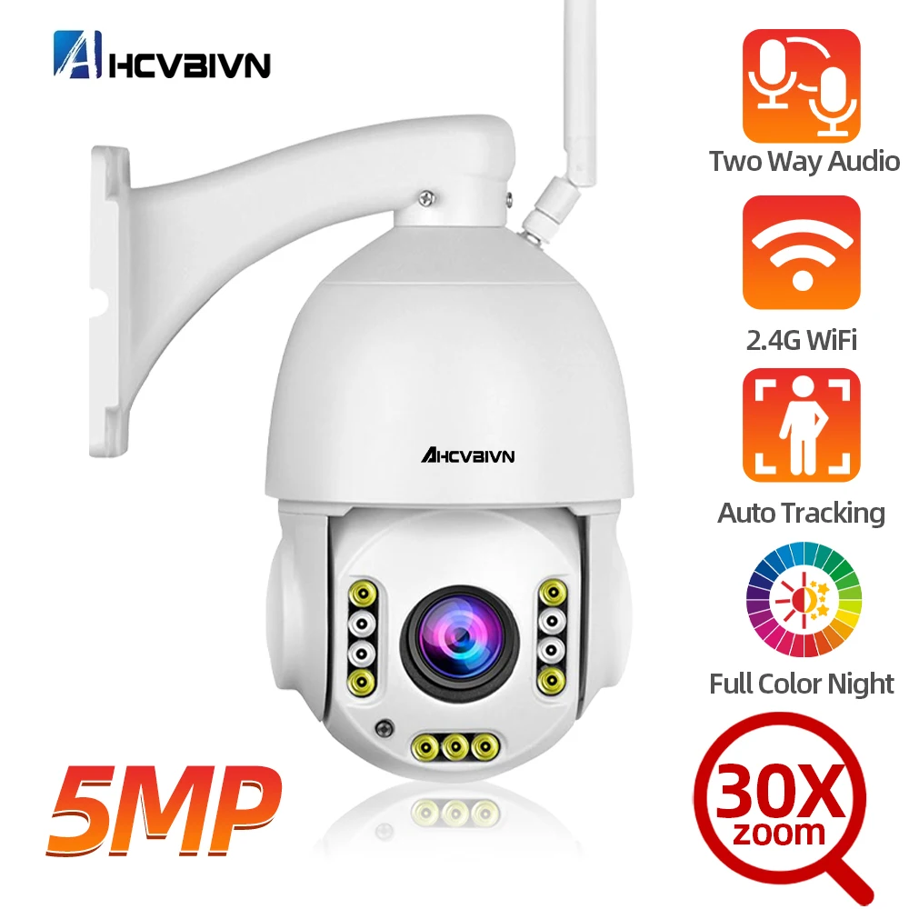 

Охранных WI-FI 5MP PTZ Камера автоматическое слежение 2 двухстороннее аудио открытый Водонепроницаемый 80 м красочные Ночное видение Беспроводно...
