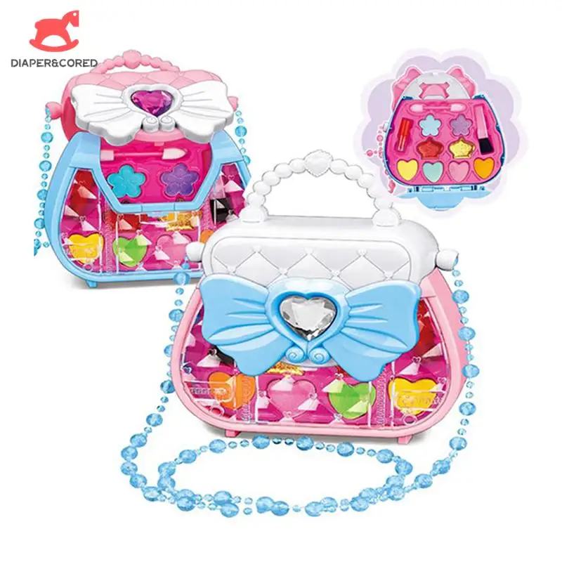 

Girl Princess Cosmetics Children DIY Portable Box Play House Makeup Toy Simulation Safe Lipstick Eye Shadow Blush Model Set