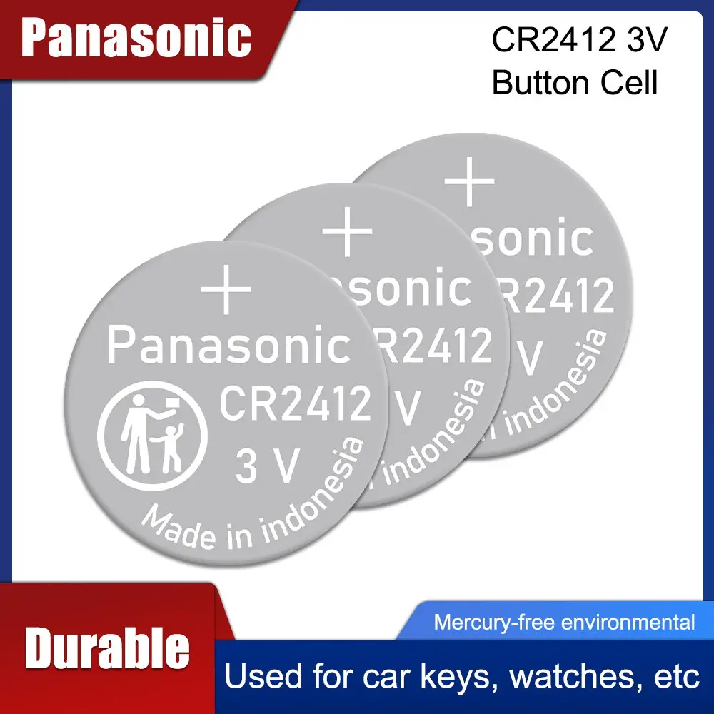 Original Panasonic CR2412 CR 2412 3V Lithium Battery for Car Remote Control Electric Toys Scale Watch Calculator Coin Cell