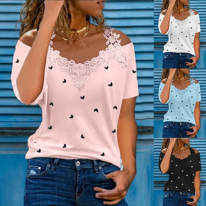 

2022 Summer Women's T-Shirt Cotton Fashion Top V-Neck Short Sleeve Embroidered High Quality Blouse S-3XL
