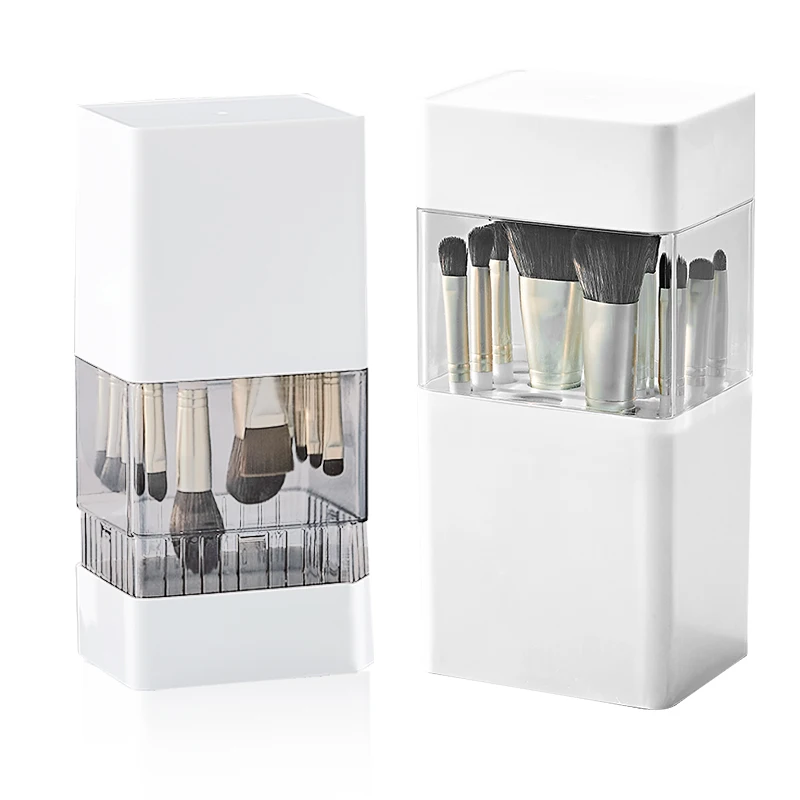 Women Makeup organizer Box 12 Silicone Holes for Clamping Pen Transparent Make up Brush Holder Cosmetic Storage Container |