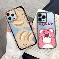cute bear rabbit cartoon case for iphone 11 pro max 12 13 xs x xr 7 8 plus se 2020 lens protection shockproof clear soft cover