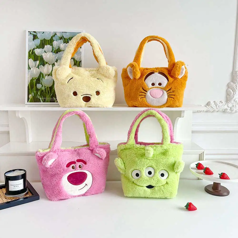 

Disney Plush Handbag Bag Cartoon Stitch Winnie the Pooh Stuffed Handbags Kawaii Lotso Bear Storage Bag Backpacks for Girl Gift