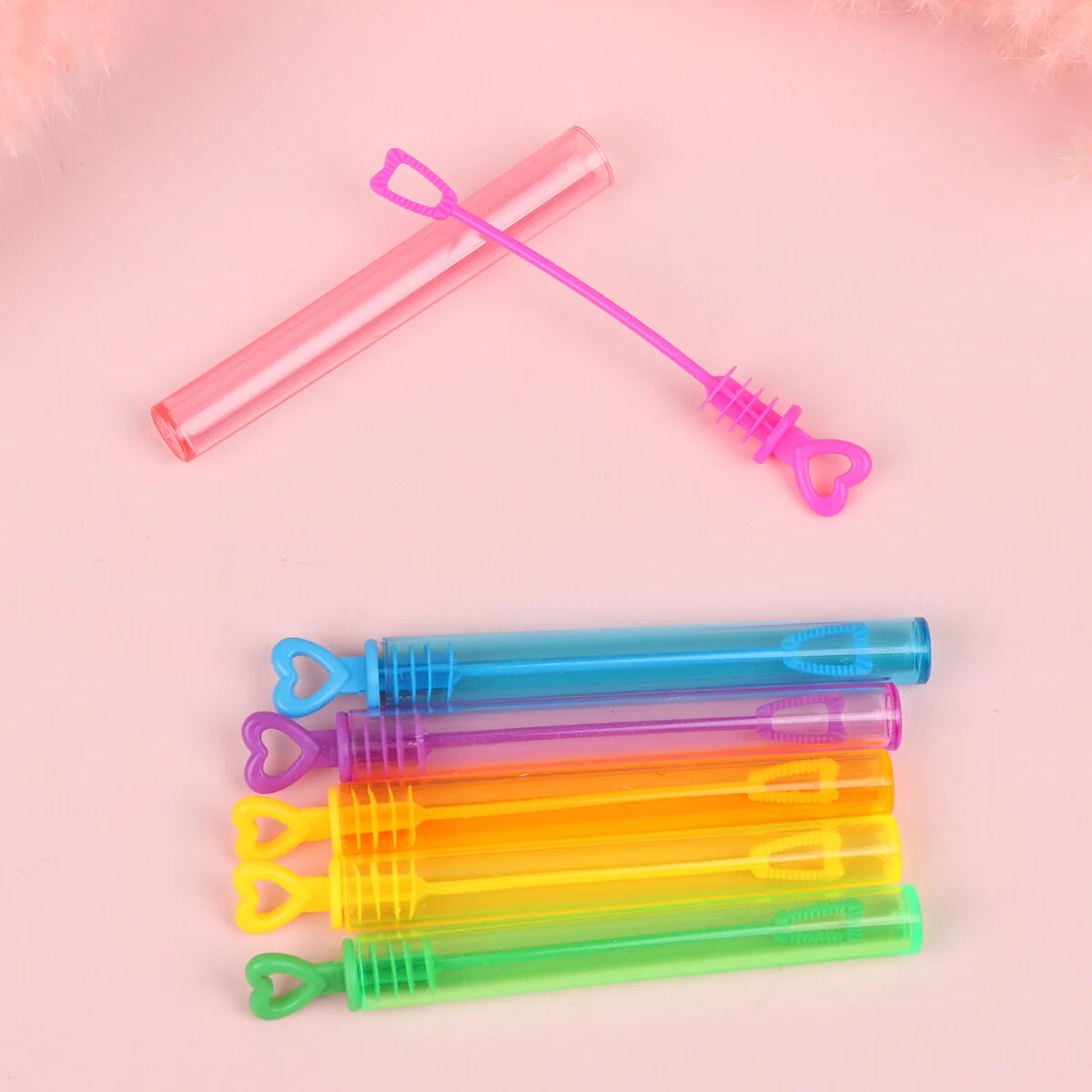 

24 шт. пустые палочки для пузырьков в форме сердца, разноцветные Пузырьковые трубки для изготовления пузырьков, бутылки для пузырьков, игрушки для изготовления пузырьков на открытом воздухе, для лета