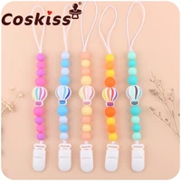 coskiss new 1pcs baby products to soothe the baby pacifier chain cartoon hot air balloon silicone molar anti drop chain toy