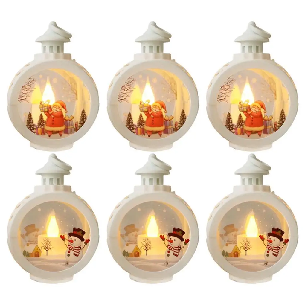 

6PCS Christmas Light Snowman Round Hanging Pendant Corrosion Resistance Holiday Ornaments Tree Bookshelf Courtyard Shop