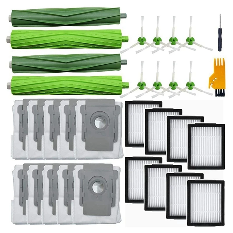 

32PCS Vacuum Bags For Irobot Roomba I7 E5 E6 I3 Roll Brush Side Brush Filter