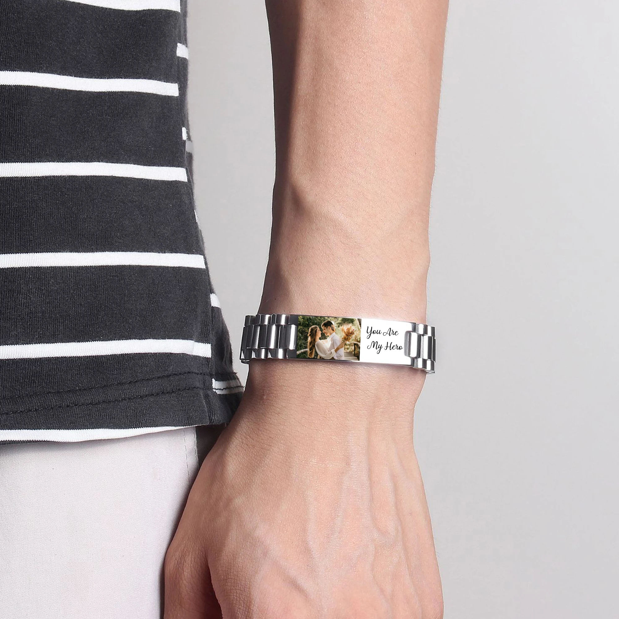 Picture Bracelet Personalized Photo Custom Bracelets For Men Personalized Gifts For Him Her, Customized Picture, Name & Text Eng